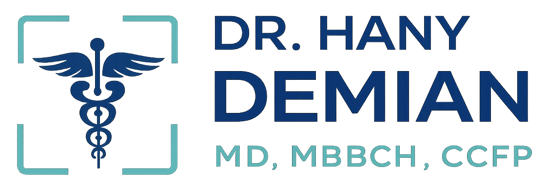 Dr. Hany Demian MD MBBCH CCFP logo, Dr. Hany Demian medical logo, Dr. Hany Demian branding logo